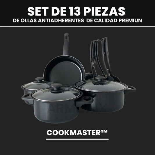 CookMaster™ - Set de 13 Piezas de ollas antiadherentes