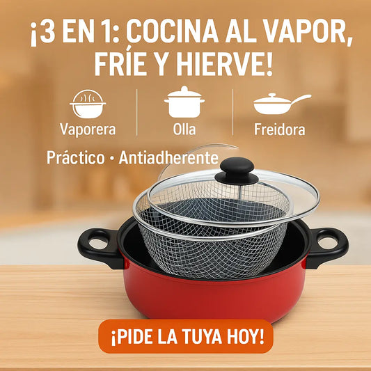 Olla Al Vapor Y Freidora 3 En 1